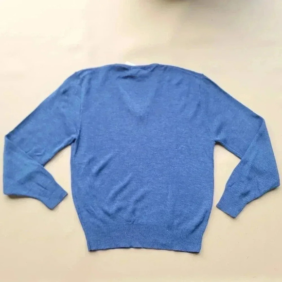 NWT VTG Christopher Hayes Sweater Mens Blue Denim Heather Pullover V Neck Sz M - Picture 5 of 10